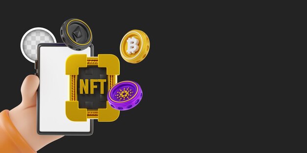 A gallery of colorful NFT artwork on a screen